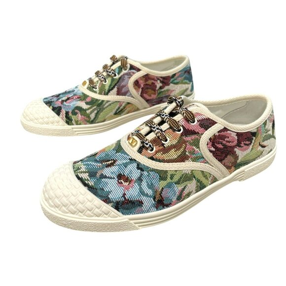 Valentino $820 Floral Tapestry Bay by Bay Lace-Up Sneakers NEW Sz 38 US 8 - Picture 5 of 10
